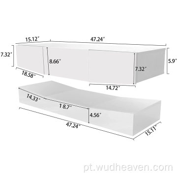 Suporte para TV flutuante montado na parede com luzes LED